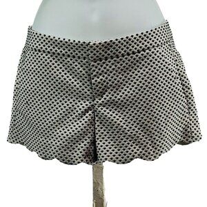CLUB MONACO Women's Shorts Textured White Black Polka Dot Stretch Pockets Size 0